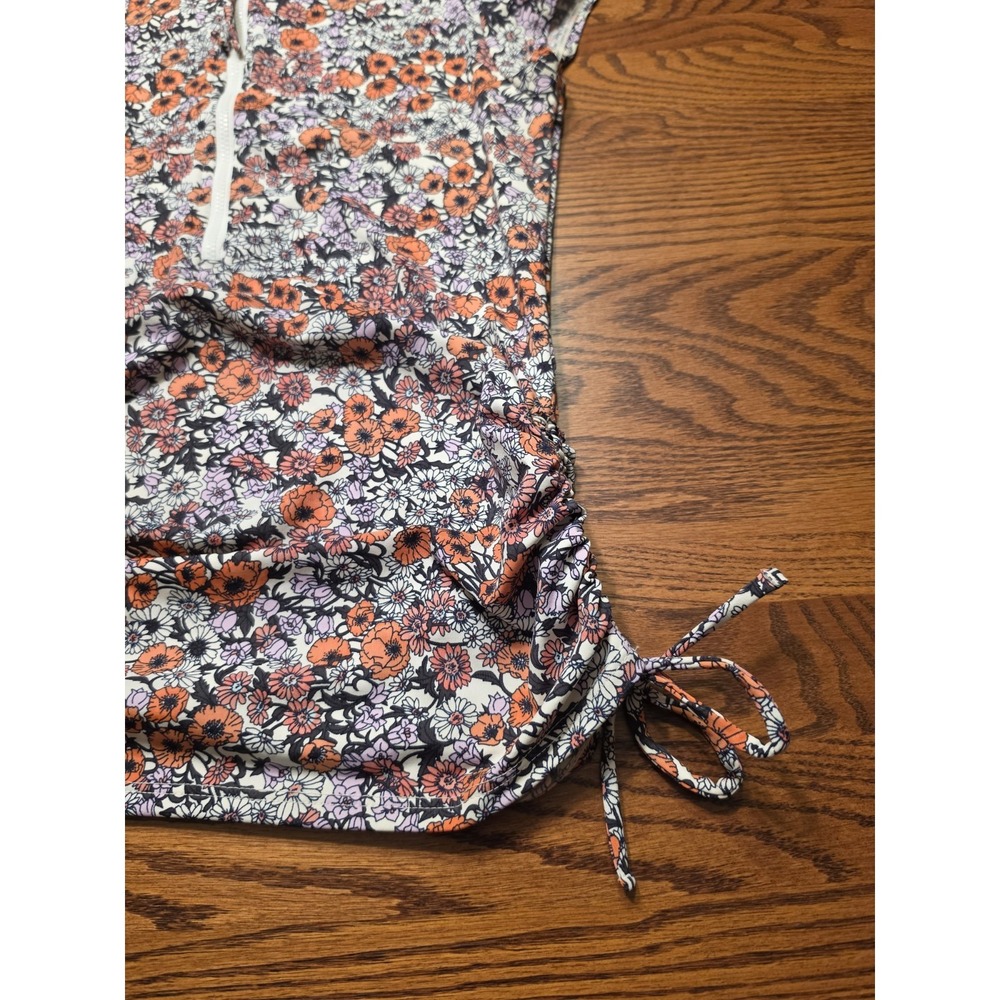 Carve Designs Dawson Cap Sleeve Rashguard Womens Small 1/2 Zip Ruched Sides - Picture 3 of 8